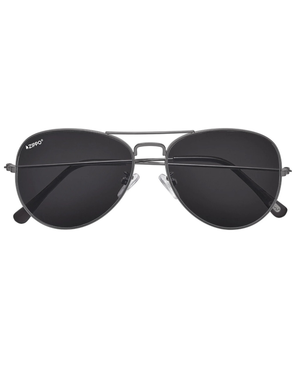 Zippo Polarized Aviator Sunglasses - Silver Frame, Black Lenses Unisex